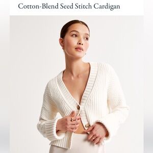 Cotton Seed Blend Stitch Cardigan A&F